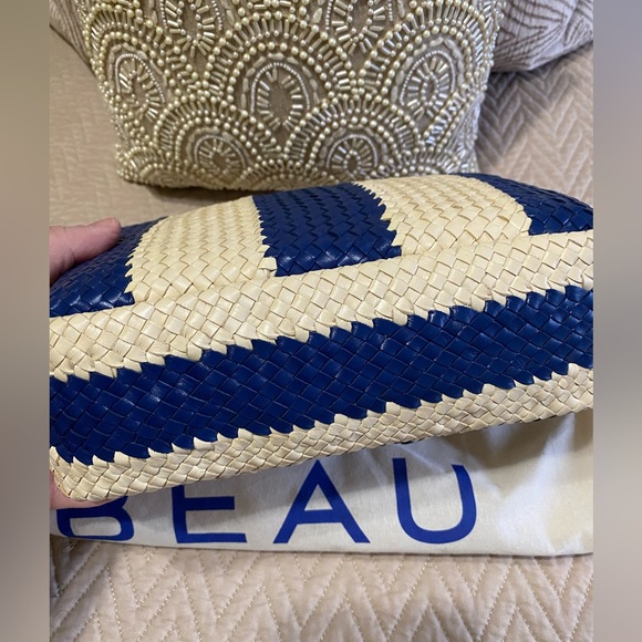 Clare V Woven Racing Stripe Marisol in Indigo & Cream - Picture 6 of 10